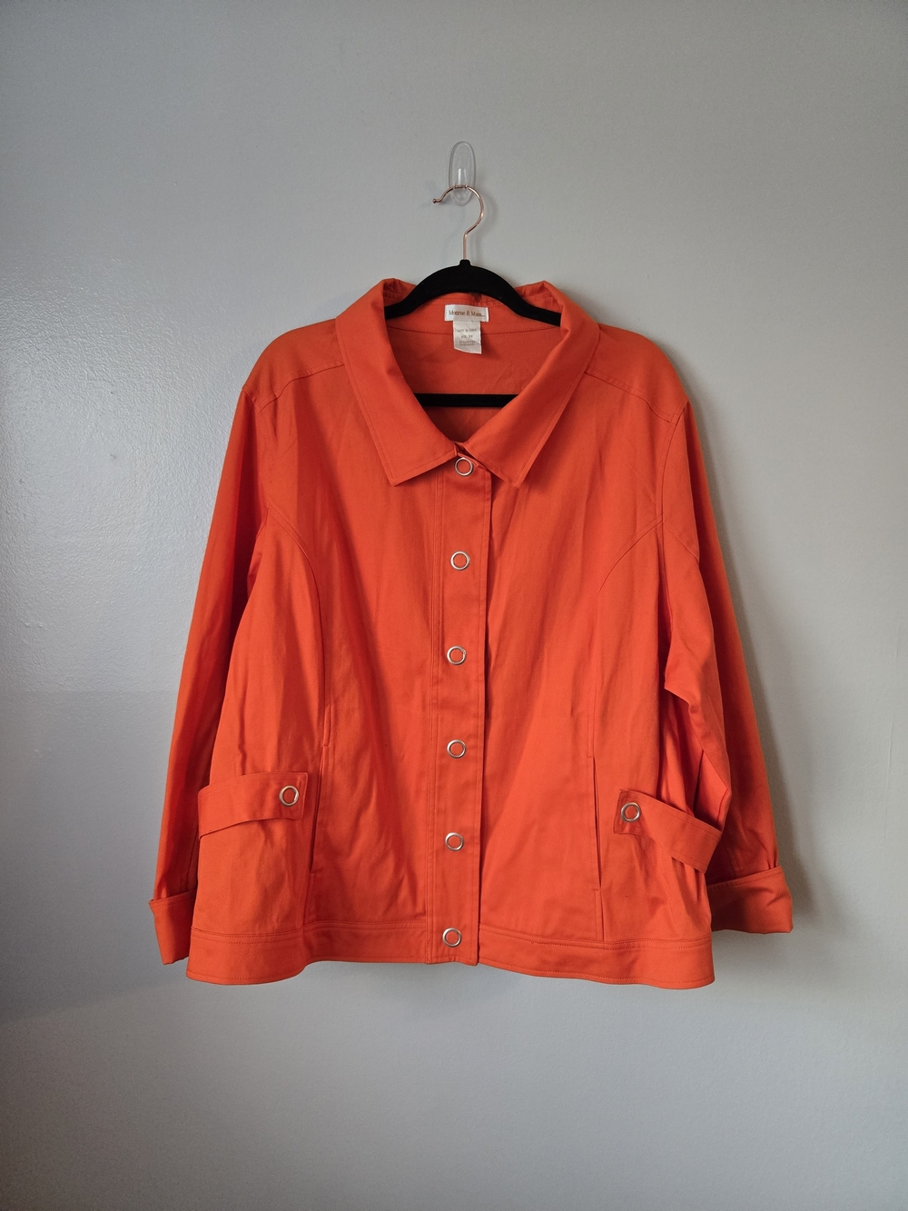 Monroe & Main Orange Snap Front Utility Jacket Silver Hardware Size 3X